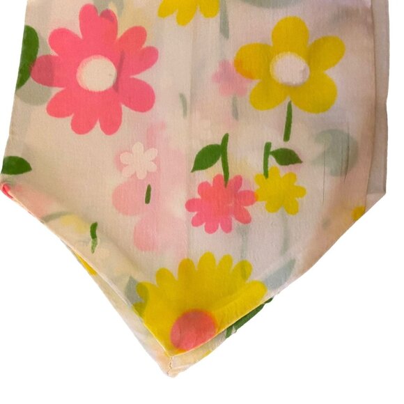 #4920 Vintage 3 Scarf daisy , orange chiffon, tie scarf - Picture 5 of 12